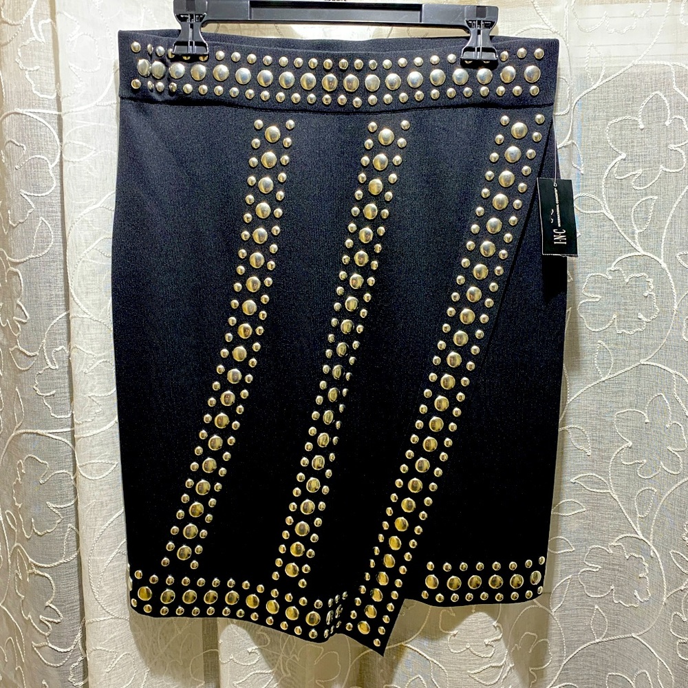 INC International Concepts black knit skirt with studded details. Gorgeous skirt